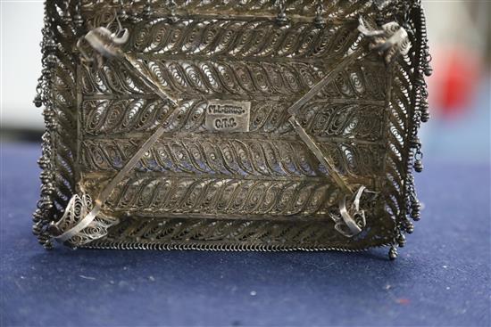 A 19th century Indian silver filigree casket, 15cm.